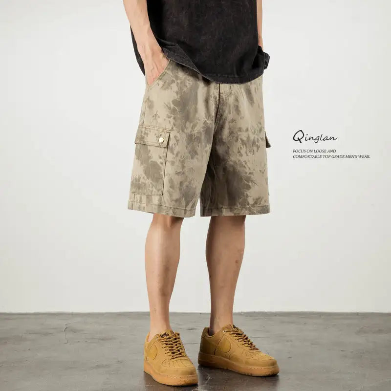 Men's Loose Desert Camouflage Denim Shorts