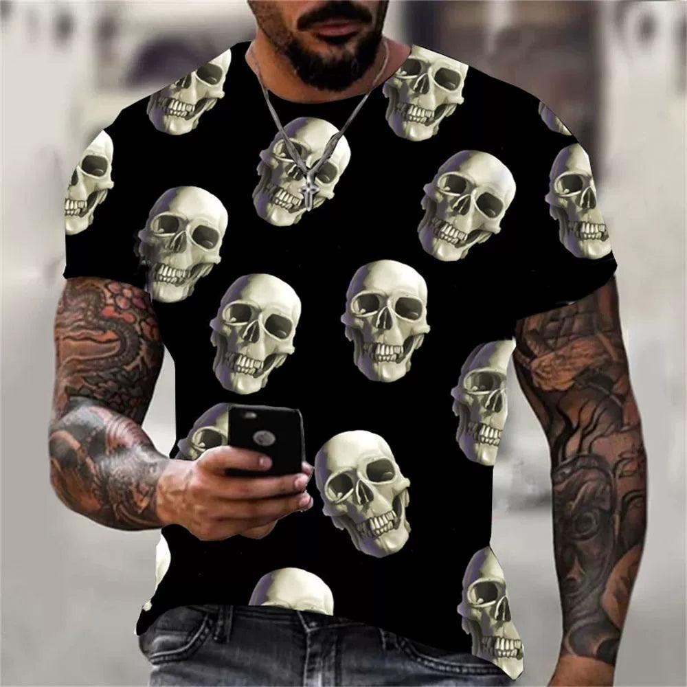 3D Skeleton Loose Round Collar T-shirt Casual 3D Skull Loose Crew Neck T-shirt - Premium T-Shirt from Lizard Vigilante - Just $22.99! Shop now at Lizard Vigilante