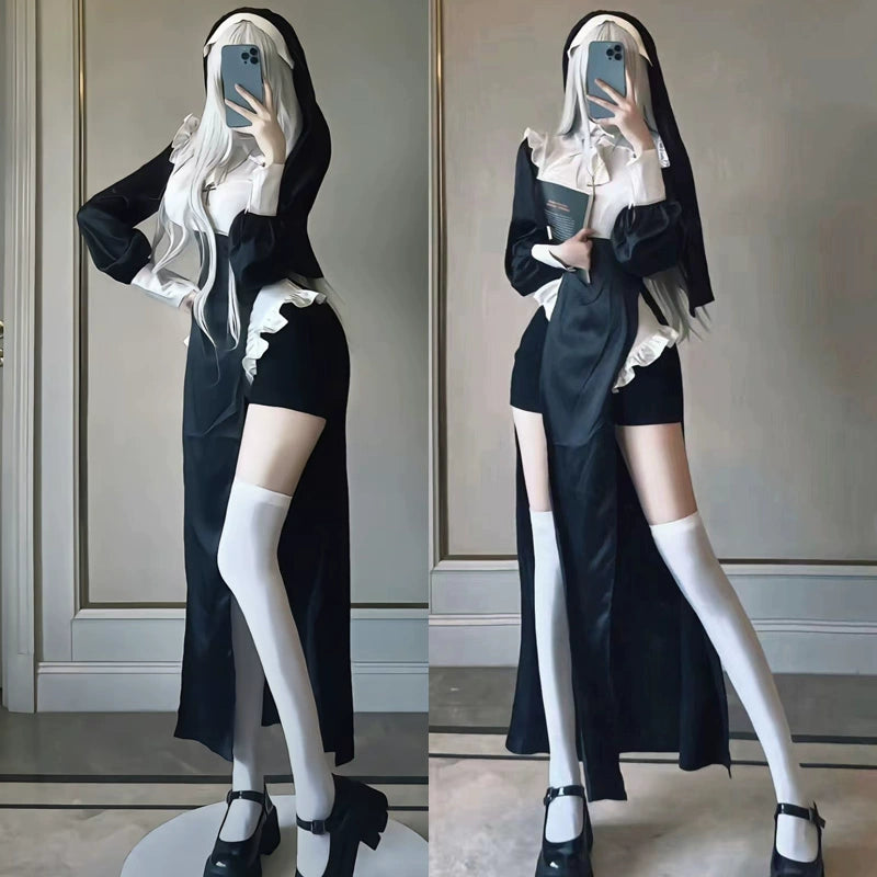 Nun's Outfit Cos Sexy Tight Clothes Cross-Dressing Cosplay Costume Slim Looking Maid Style Dress Pure Desire Plus Size - Premium  from Lizard Vigilante - Just $15.99! Shop now at Lizard Vigilante