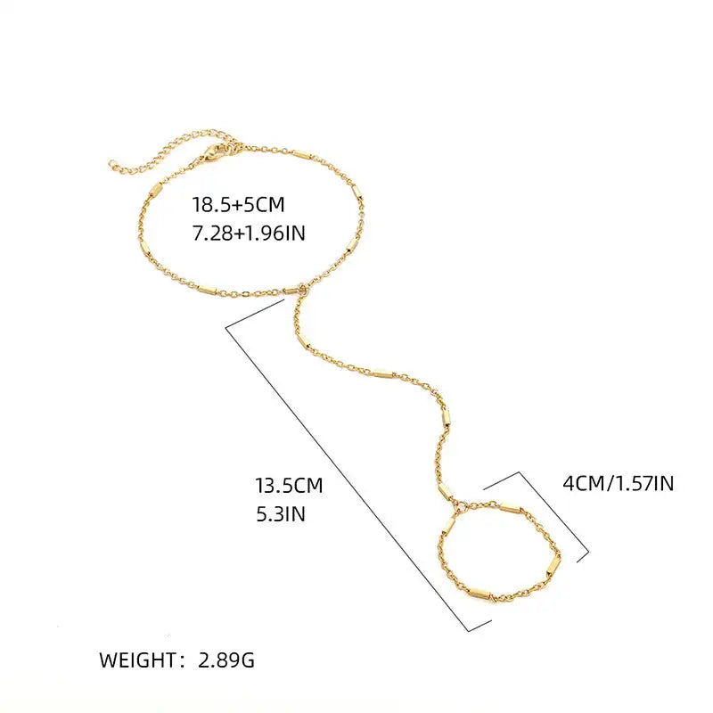 Women's Beach Ring Bracelet Integrated Chain