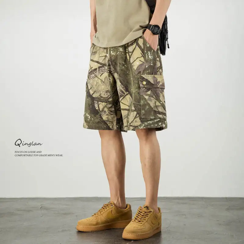 Men's Loose Desert Camouflage Denim Shorts