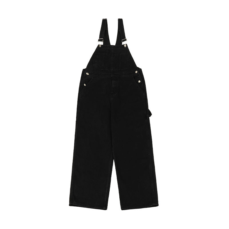 Men's Japanese-style Retro Casual Straight-leg Working Bib Top Pants