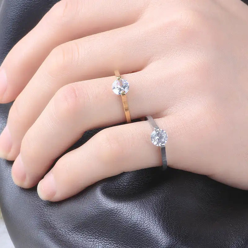 Fashion Diamond Ring Titanium Steel Ornament Simple Female Niche Jewelry Stainless Steel