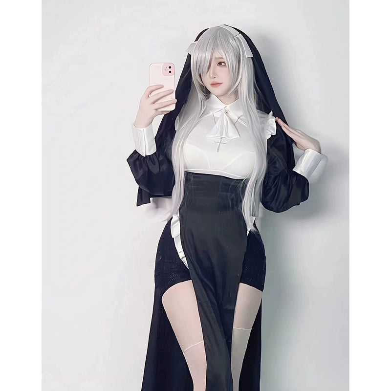 Nun's Outfit Cos Sexy Tight Clothes Cross-Dressing Cosplay Costume Slim Looking Maid Style Dress Pure Desire Plus Size - Premium  from Lizard Vigilante - Just $15.99! Shop now at Lizard Vigilante