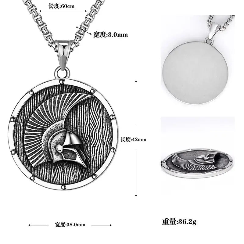 Titanium Steel Hip Hop Hero Of Sparta Helmet Pendant Necklace