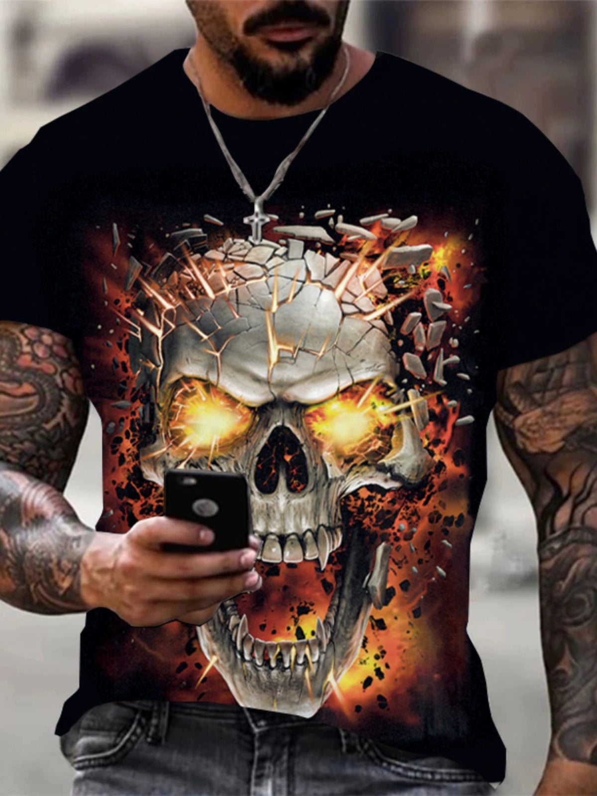 3D Skull Print Large Size Short Sleeve 3D Skull Print Plus Size Short Sleeve - Premium T-shirt from Lizard Vigilante - Just $23.99! Shop now at Lizard Vigilante