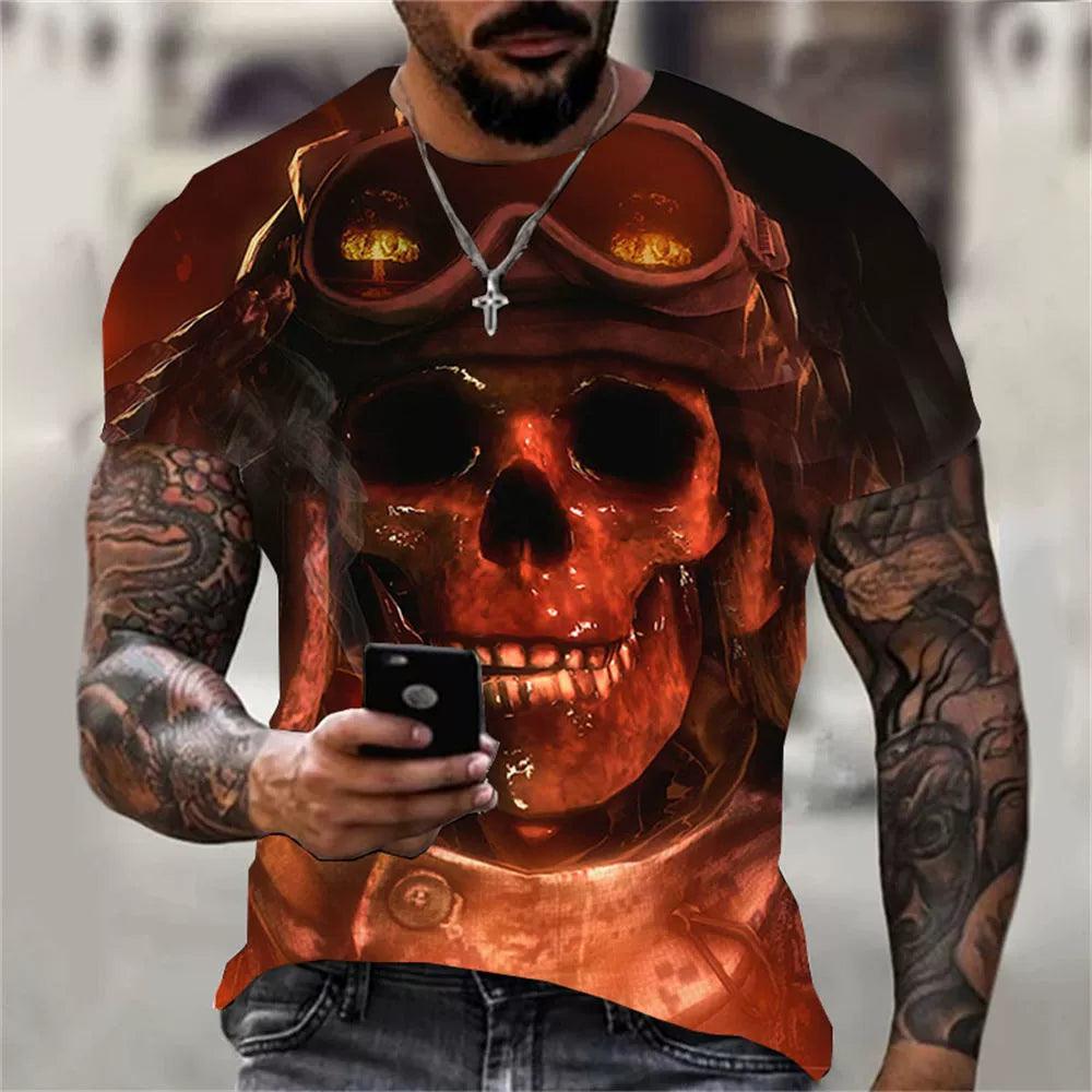 3D Skeleton Loose Round Collar T-shirt Casual 3D Skull Loose Crew Neck T-shirt - Premium T-Shirt from Lizard Vigilante - Just $22.99! Shop now at Lizard Vigilante