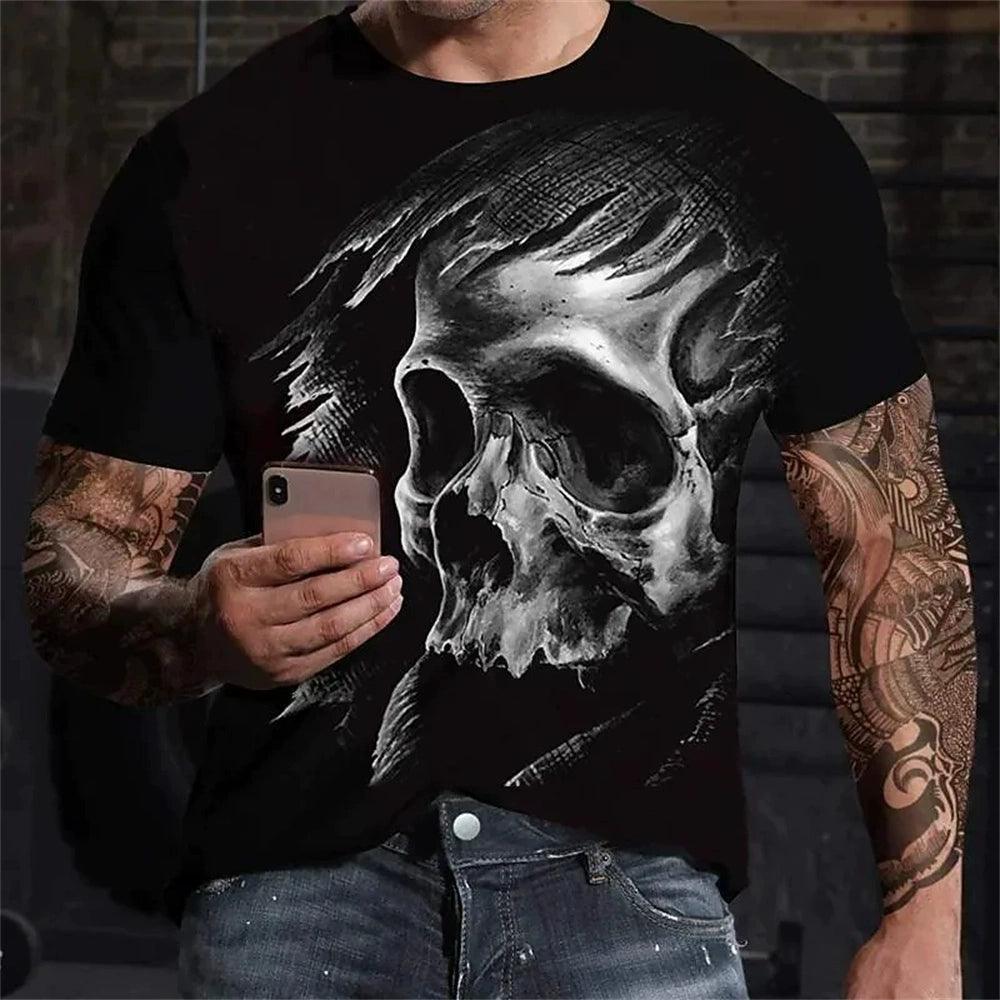 3D Skeleton Loose Round Collar T-shirt Casual 3D Skull Loose Crew Neck T-shirt - Premium T-Shirt from Lizard Vigilante - Just $22.99! Shop now at Lizard Vigilante