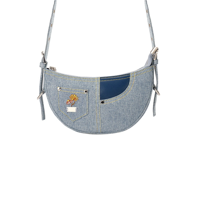 Ajidou Denim Patchwork Retro Crossbody Bag – Small Shoulder Bag for Women - Premium shoulder bag from Lizard Vigilante - Just $108.88! Shop now at Lizard Vigilante