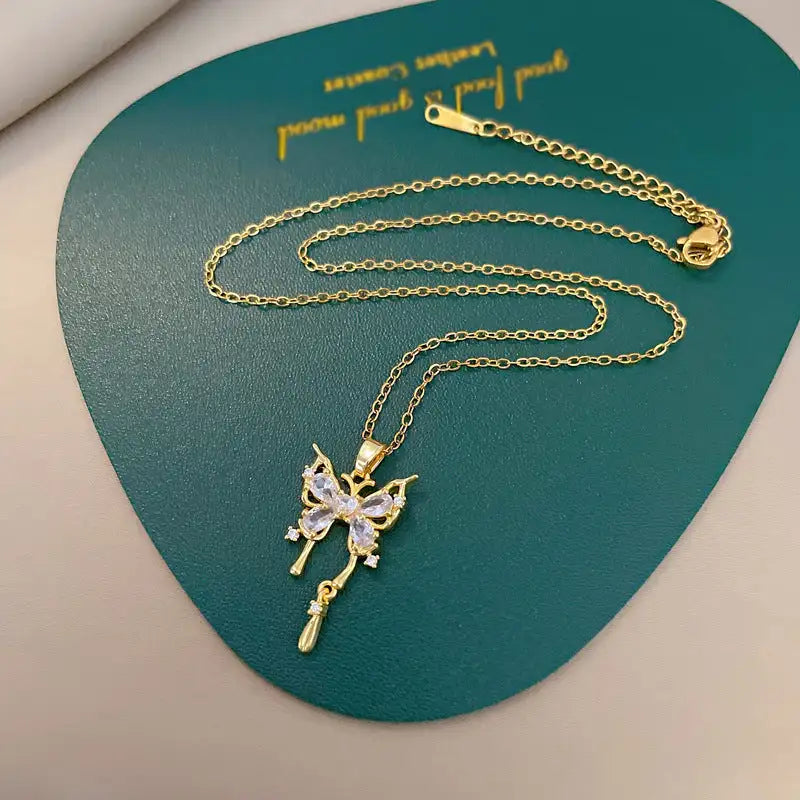 Titanium Steel Butterfly Drop Pendant Necklace Personality