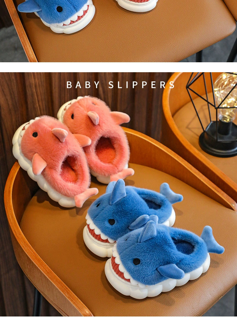 Children's Waterproof Cotton Slippers with Cute Shark Pattern - Non-Slip Indoor Footwear for Autumn and Winter - Premium slippers from Lizard Vigilante - Just $23.88! Shop now at Lizard Vigilante