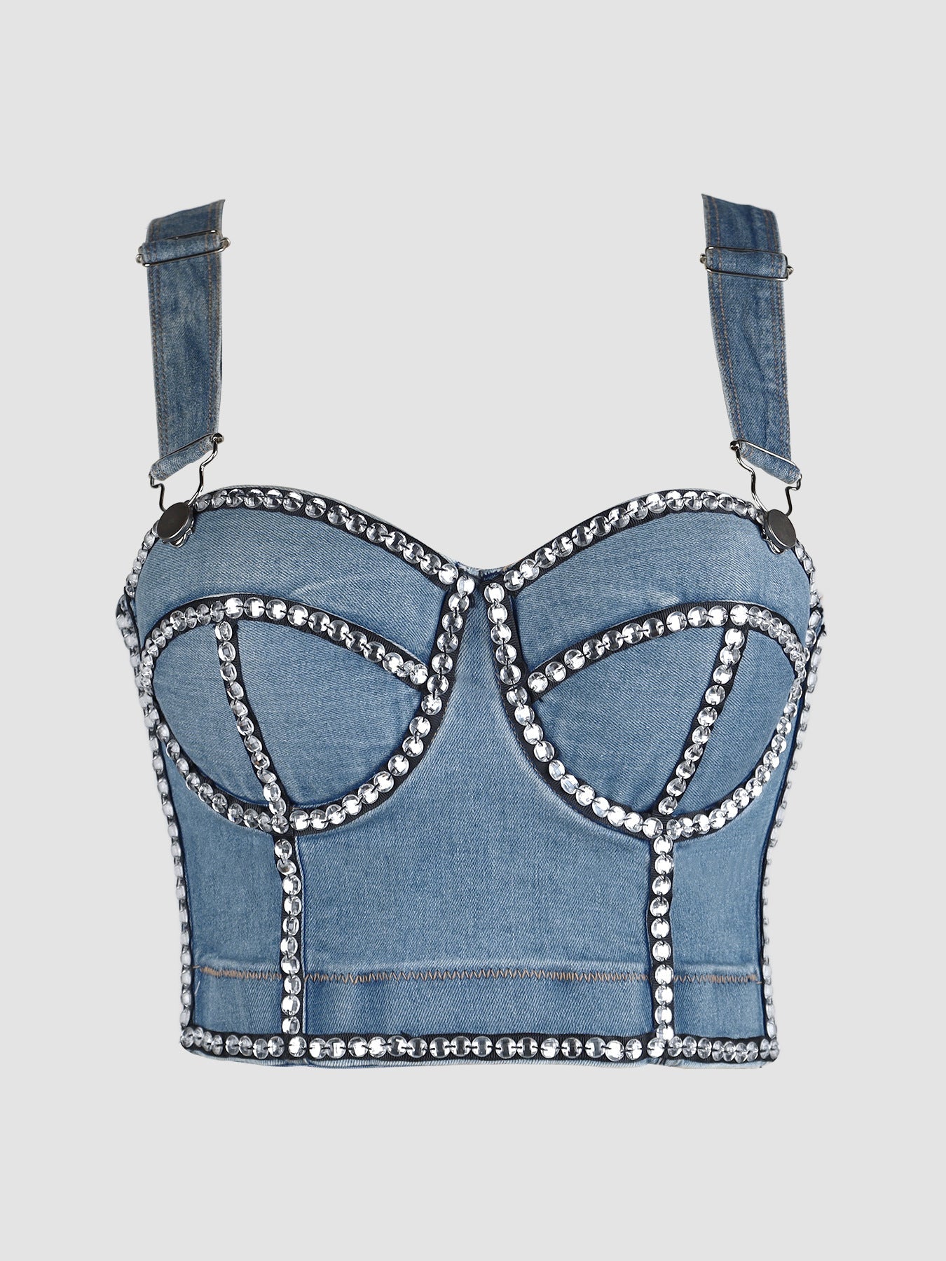 Cross Denim Hand-Stitched Diamond Sling Washed Removable Thick Shoulder Strap Back Strap Buckle Outer Wear