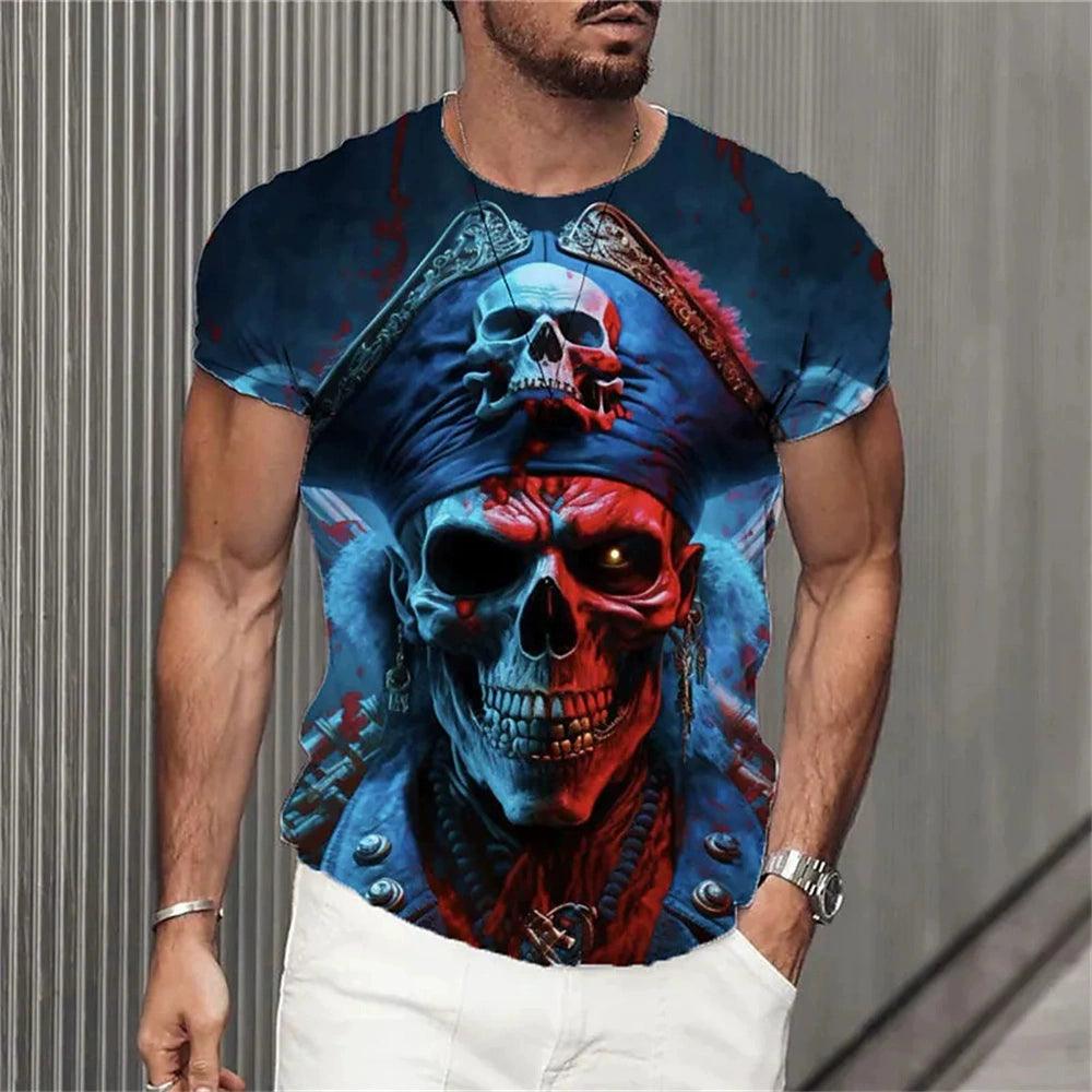 3D Skeleton Loose Round Collar T-shirt Casual 3D Skull Loose Crew Neck T-shirt - Premium T-Shirt from Lizard Vigilante - Just $22.99! Shop now at Lizard Vigilante