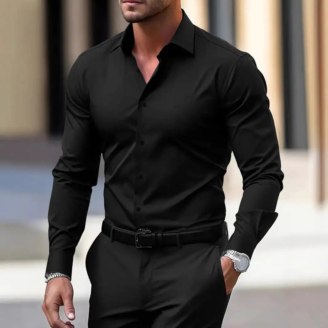 Men's Long Sleeve Business Formal Wear Slim Fit Shirt