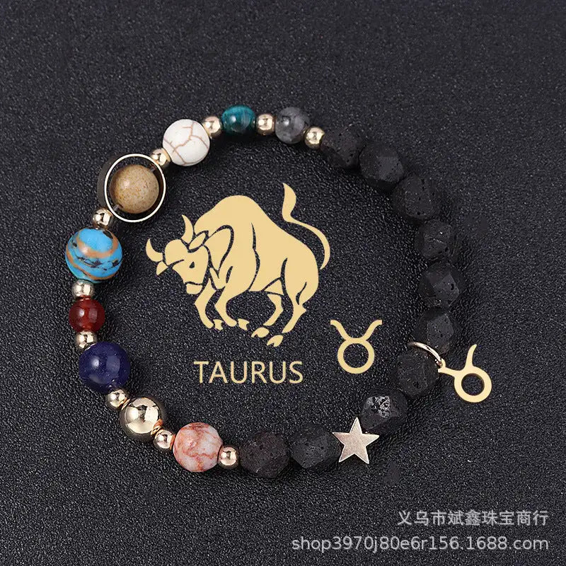 Natural Volcanic Rock Twelve Constellations Bracelets Fashion European And American Style