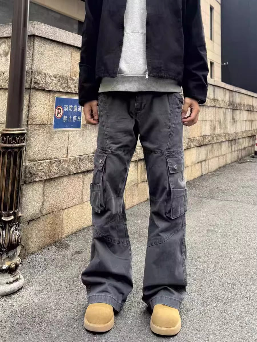 Retro Street Large Workwear With Pocket Casual Pants