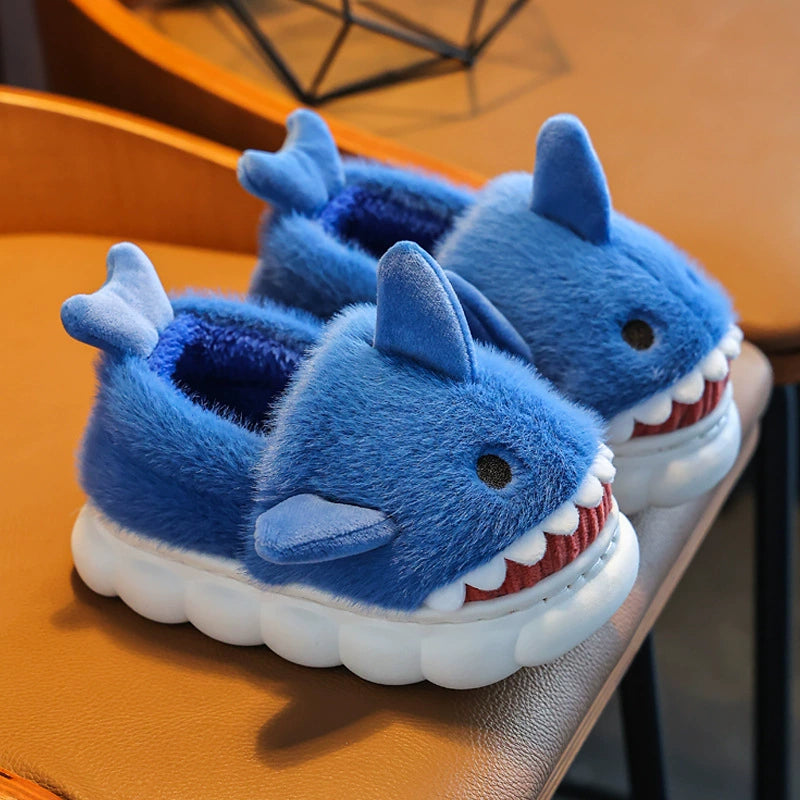 Children's Waterproof Cotton Slippers with Cute Shark Pattern - Non-Slip Indoor Footwear for Autumn and Winter - Premium slippers from Lizard Vigilante - Just $23.88! Shop now at Lizard Vigilante