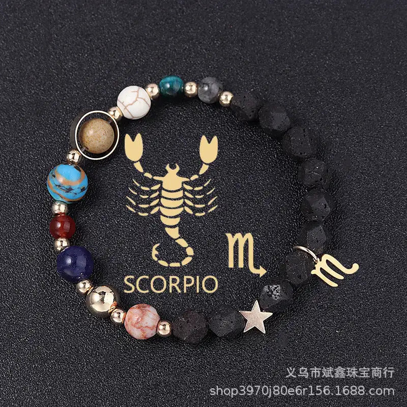 Natural Volcanic Rock Twelve Constellations Bracelets Fashion European And American Style