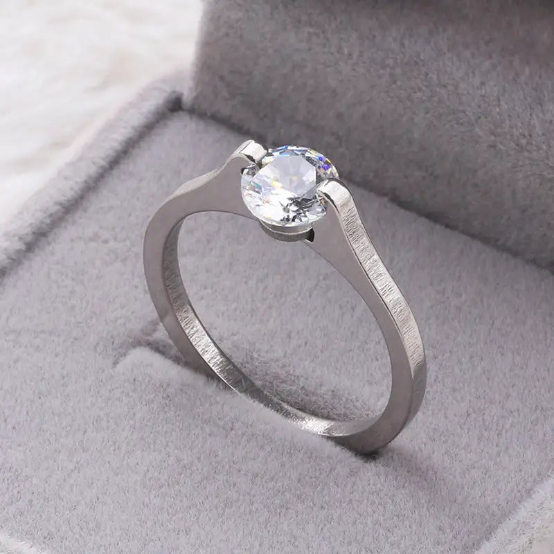 Fashion Diamond Ring Titanium Steel Ornament Simple Female Niche Jewelry Stainless Steel
