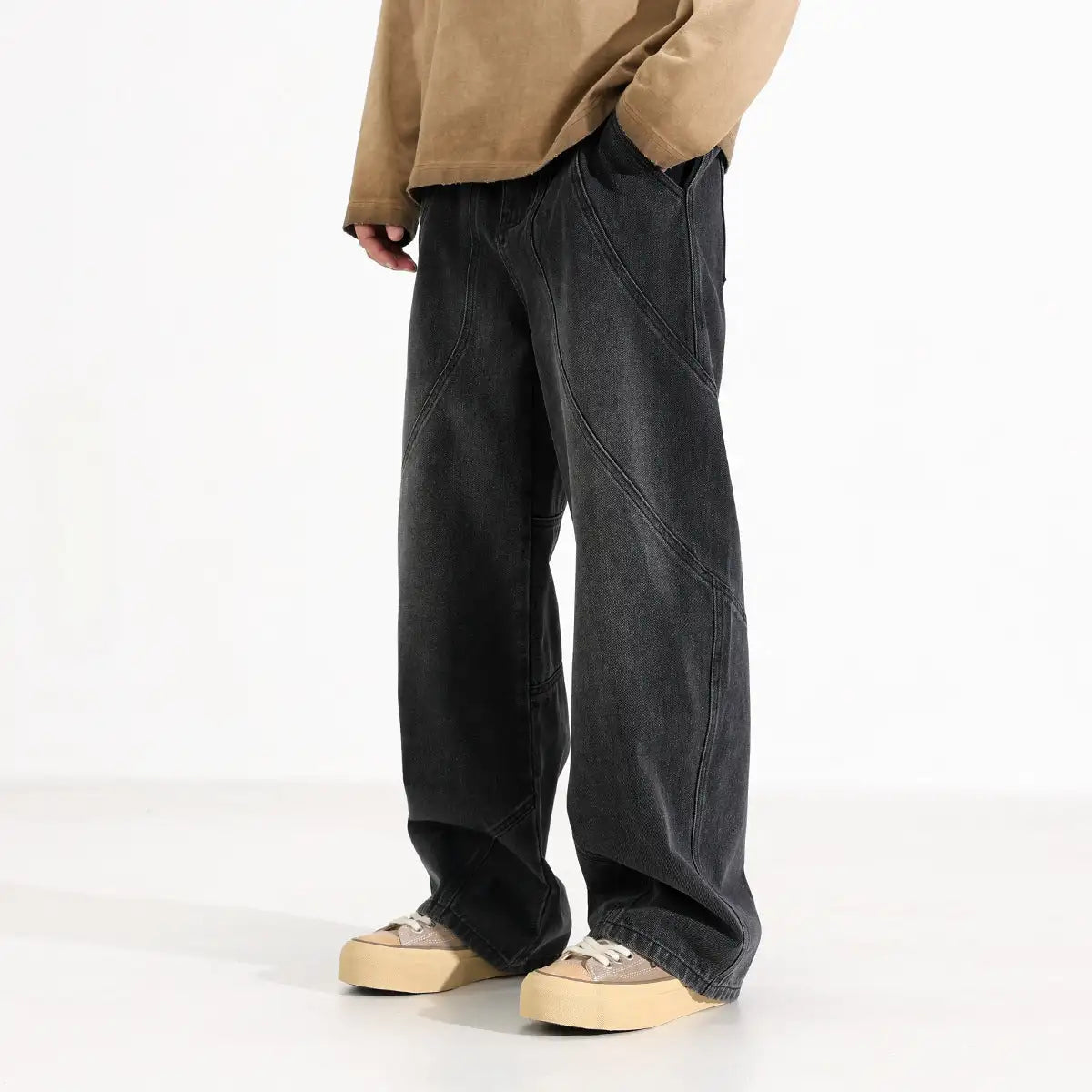 Trendy Washed Old Straight-leg Wide-leg Pants