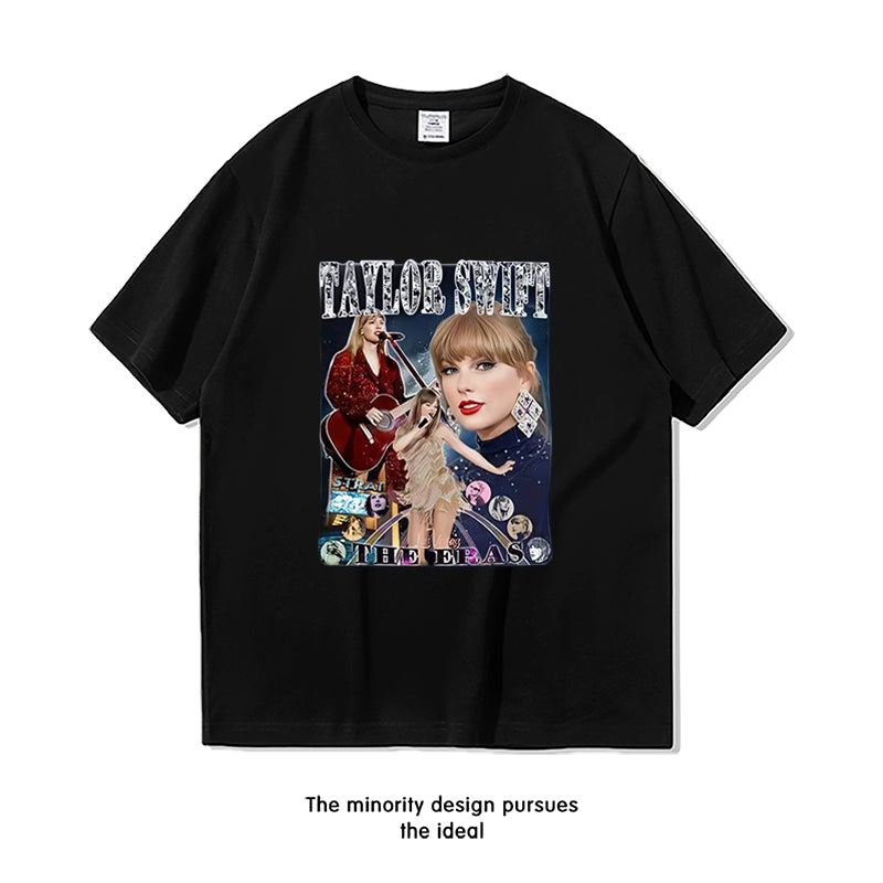 Taylor Style Tour Pure Cotton Knitted Crewneck Swiftie T-shirt - Premium T-shirt from Lizard Vigilante - Just $24.88! Shop now at Lizard Vigilante