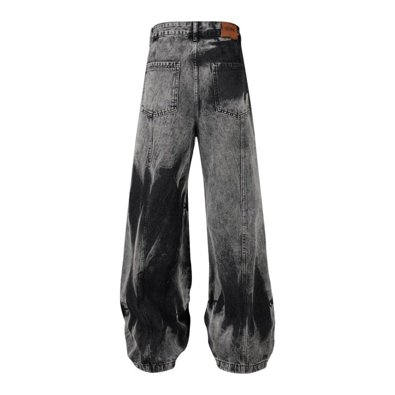 Washed Multi-pocket Design Straight Men's Jeans