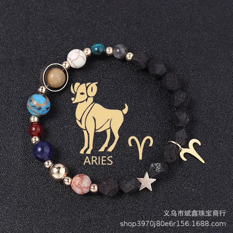Natural Volcanic Rock Twelve Constellations Bracelets Fashion European And American Style