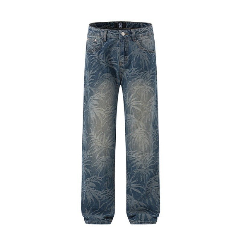 Men's Loose Straight Hawaii Beach Printing Wide Leg Pants