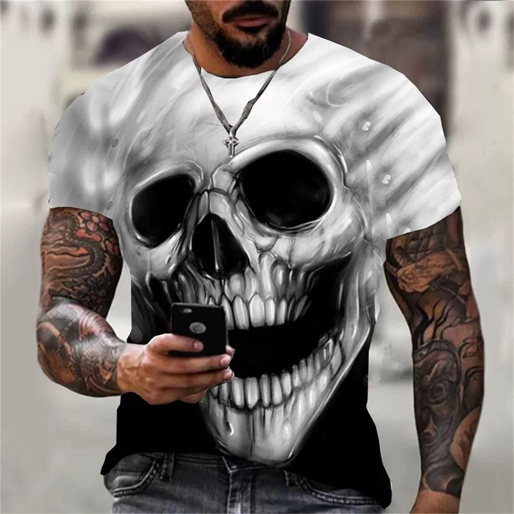 3D Skeleton Loose Round Collar T-shirt Casual 3D Skull Loose Crew Neck T-shirt - Premium T-Shirt from Lizard Vigilante - Just $22.99! Shop now at Lizard Vigilante