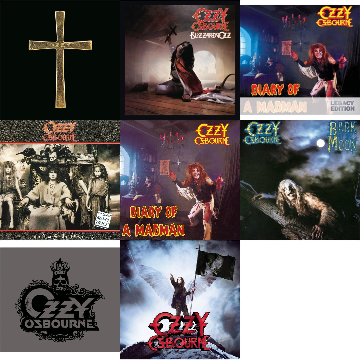 Ozzman Cometh & Blizzard Of Ozz & Diary Of A Madman & No Rest For The Wicked & Diary Of A Madman & Bark At The Moon & Black Rain & Scream