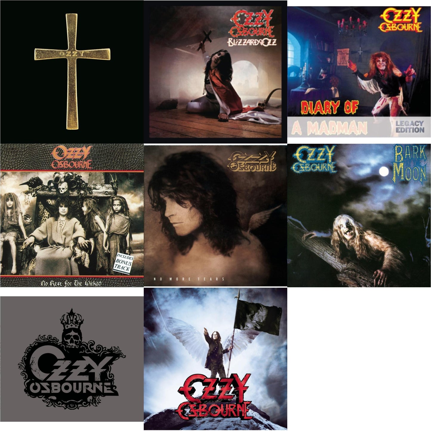 Ozzman Cometh & Blizzard Of Ozz & Diary Of A Madman & No Rest For The Wicked & No More Tears & Bark At The Moon & Black Rain & Scream