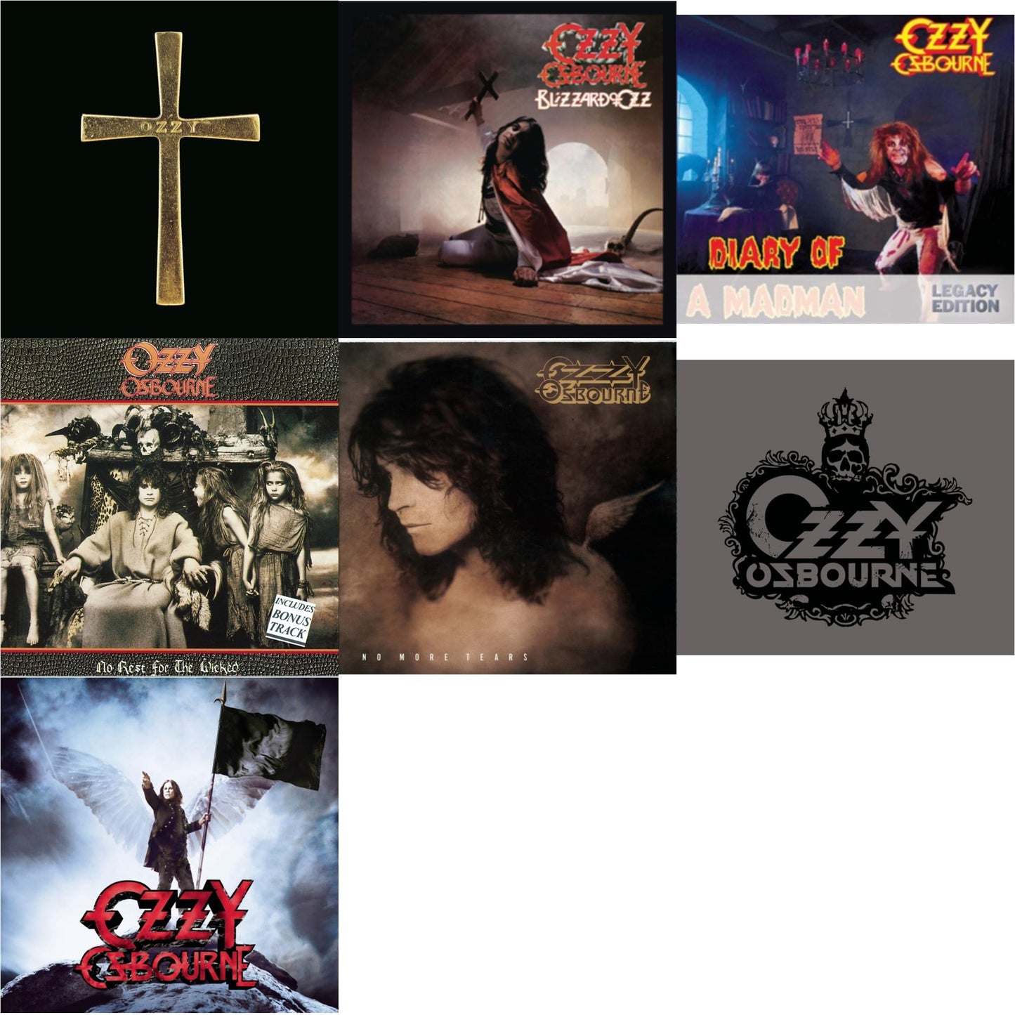 Ozzman Cometh & Blizzard Of Ozz & Diary Of A Madman & No Rest For The Wicked & No More Tears & Black Rain & Scream