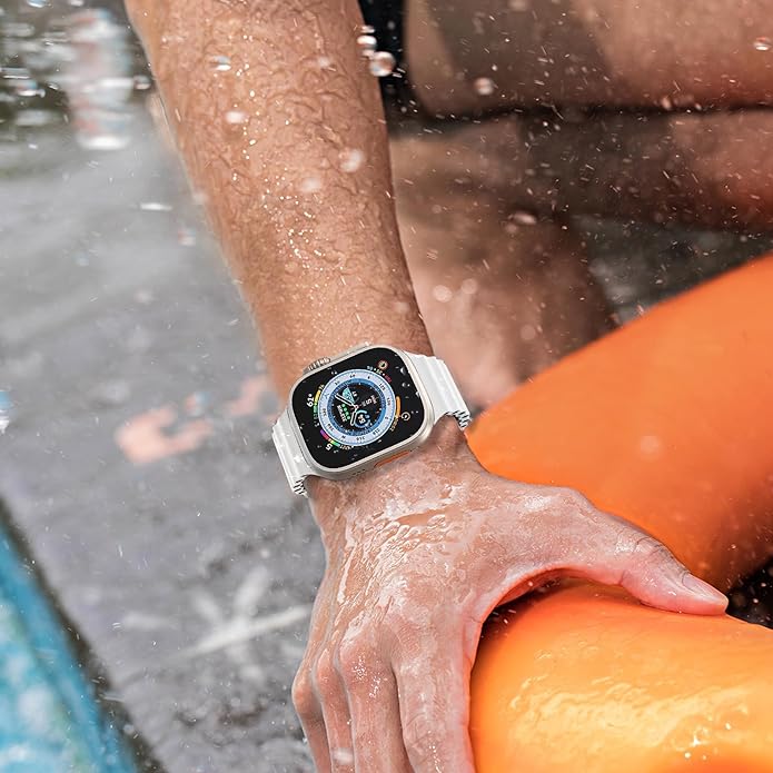 Ocean Silicone Sport Band For Apple Watch Ultra 2/Ultra Band 49mm 45mm 44mm 42mm for Men Women, Breathable Soft Waterproof Strap