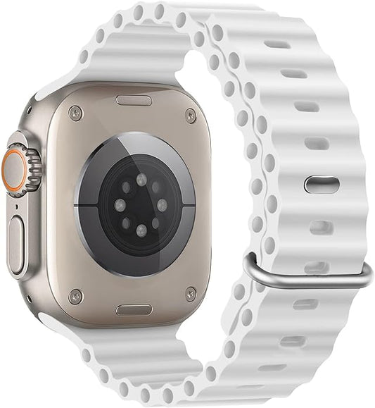 Ocean Silicone Sport Band For Apple Watch Ultra 2/Ultra Band 49mm 45mm 44mm 42mm for Men Women, Breathable Soft Waterproof Strap