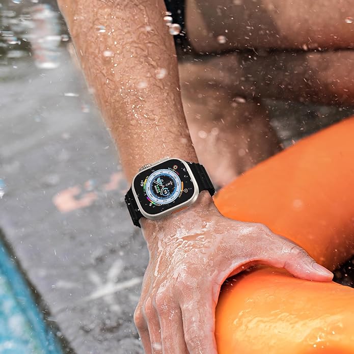 Ocean Silicone Sport Band For Apple Watch Ultra 2/Ultra Band 49mm 45mm 44mm 42mm for Men Women, Breathable Soft Waterproof Strap