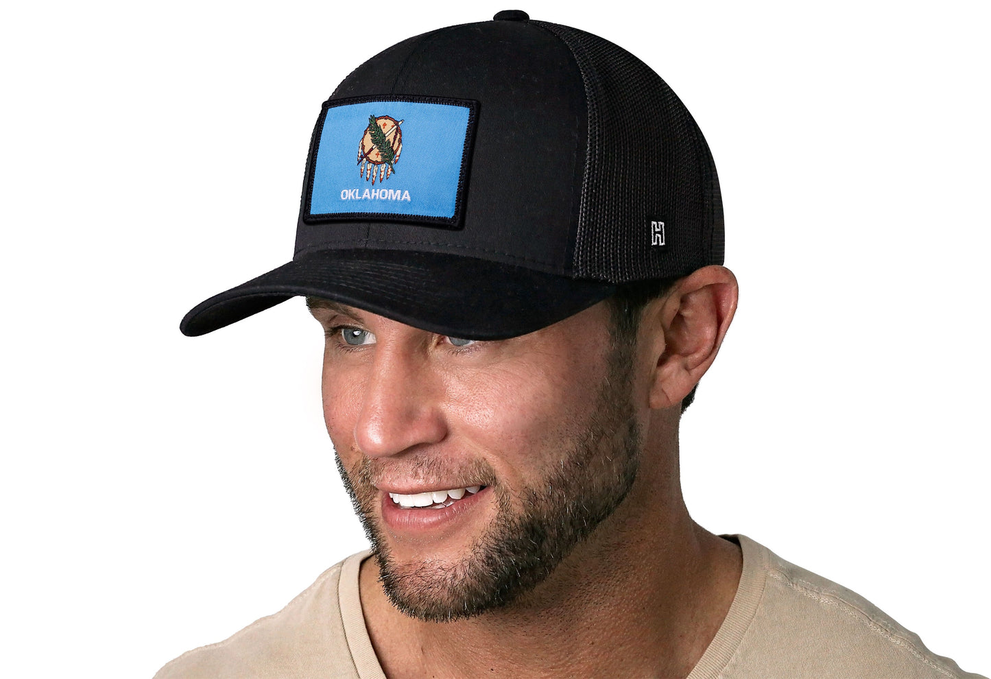Oklahoma Flag Trucker Hat  |  Black Oklahoma Flag Snapback
