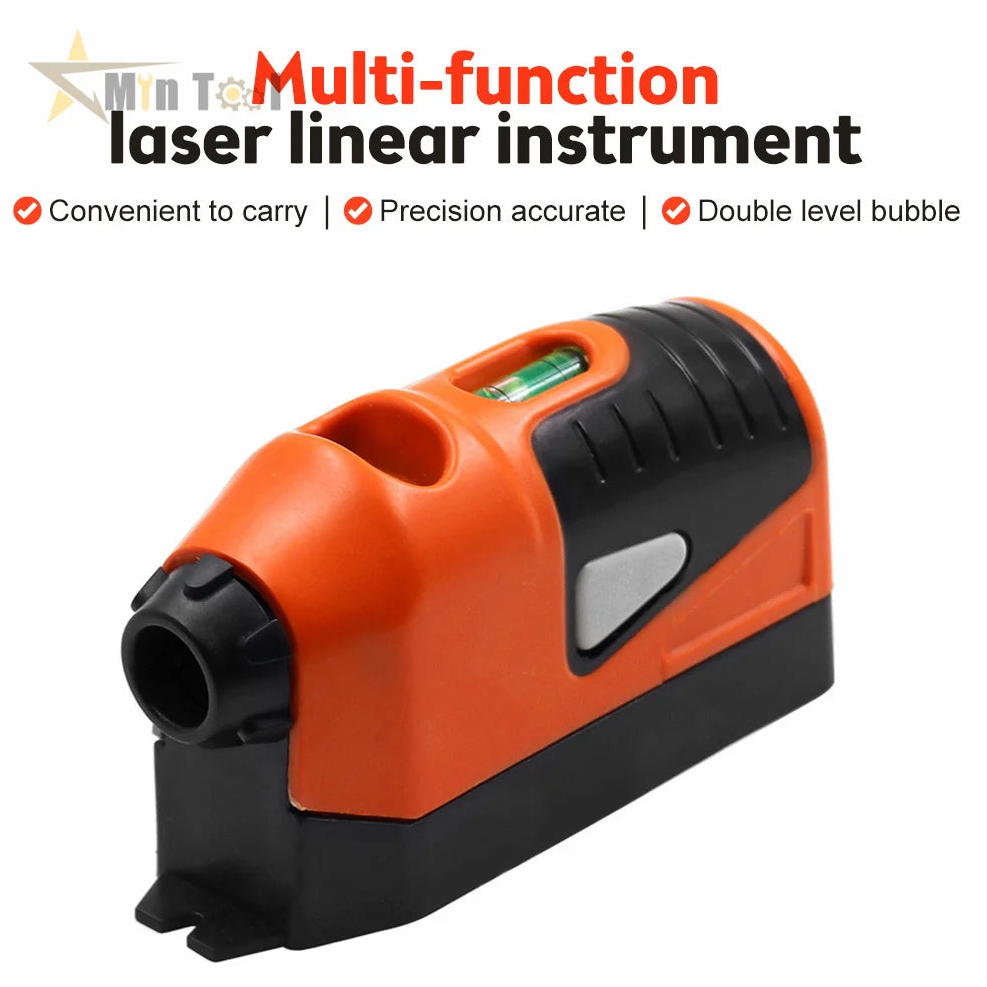 Orange and black multi-function laser linear instrument with text on a white background