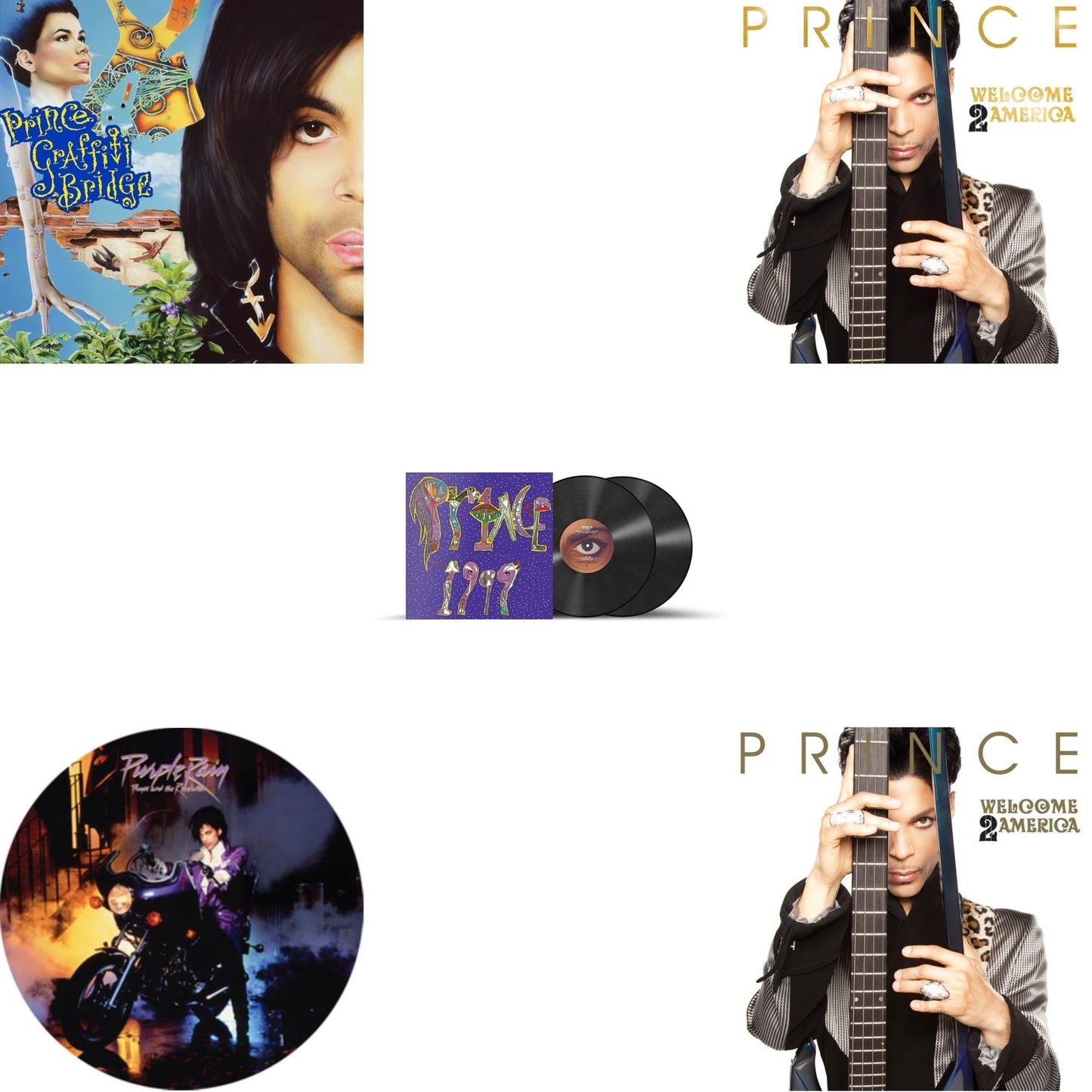 Purple Rain Ost (Picture Disc) & Welcome 2 America (2LP) & 1999 (X) & Welcome 2 America (Deluxe/2LP/CD/Blu-Ray) & Music From Graffiti Bridge (X) (2LP)