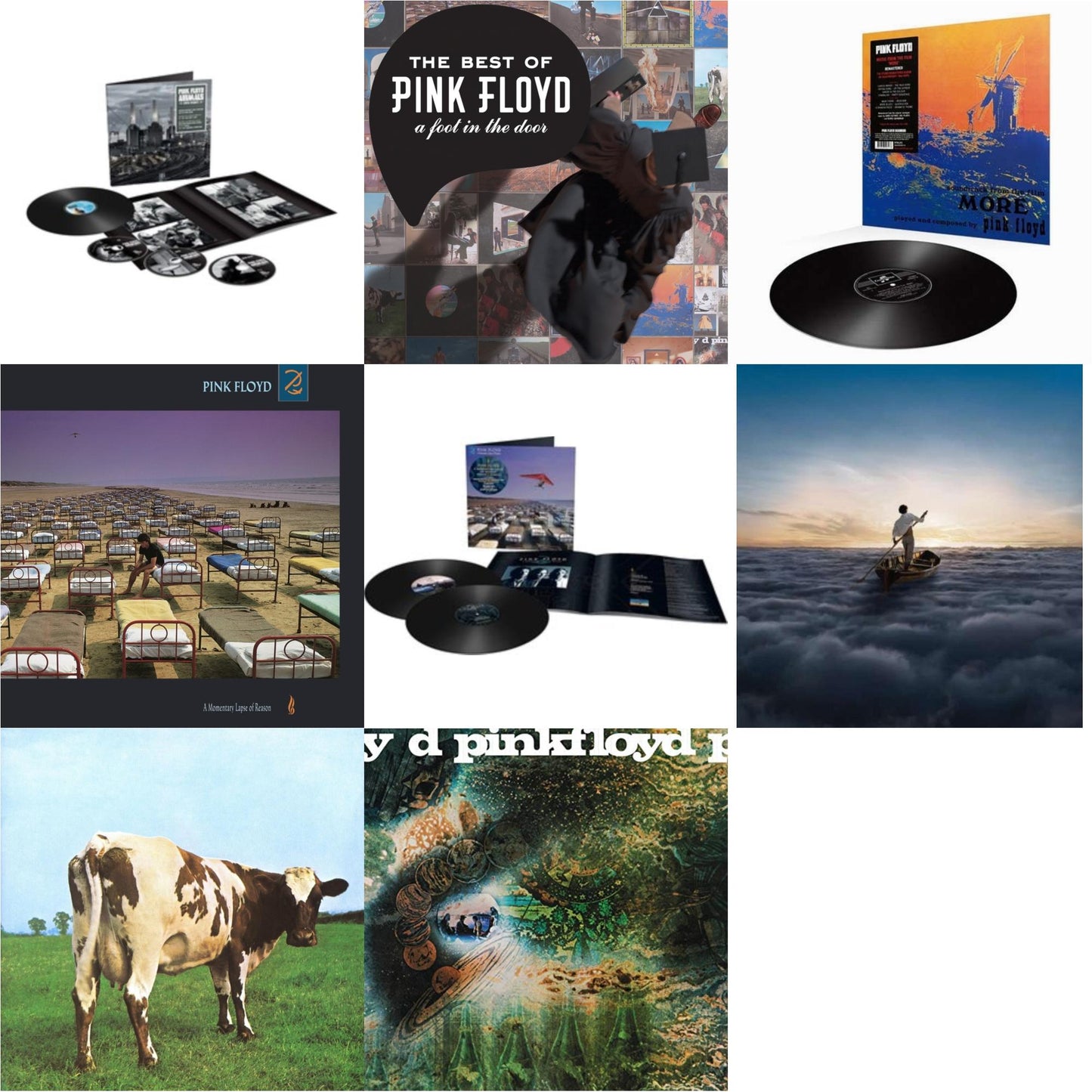 Pink Floyd - Animals (2018 Remix) (LP/CD/DVD/Blu-Ray/180G) & Momentary Lapse Of Reason (Remixed & Updated) (2LP) & Endless River (2LP/180G) & Saucerful Of Secrets (180G) & More (180G) & Atom Heart Mother (180G/Gatefold/2016 Version) & Momentary Lapse