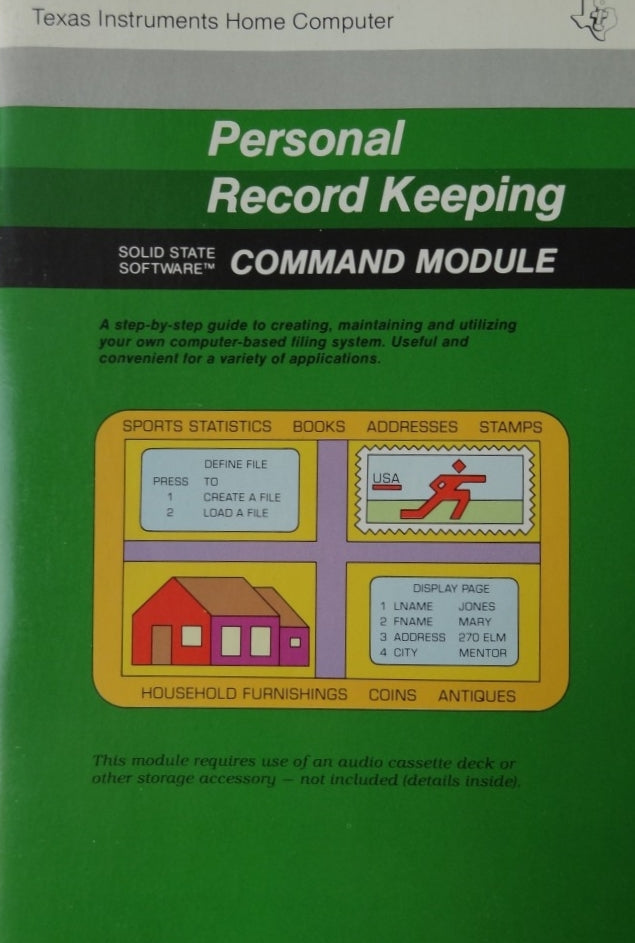 Texas Instruments Personal Record Keeping (TI-99)