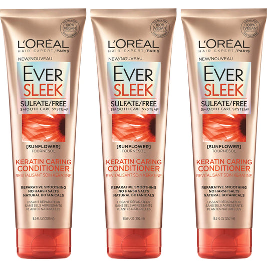 LOreal Paris Hair Care Eversleek Sulfate Free Keratin Caring Conditioner 3 Count