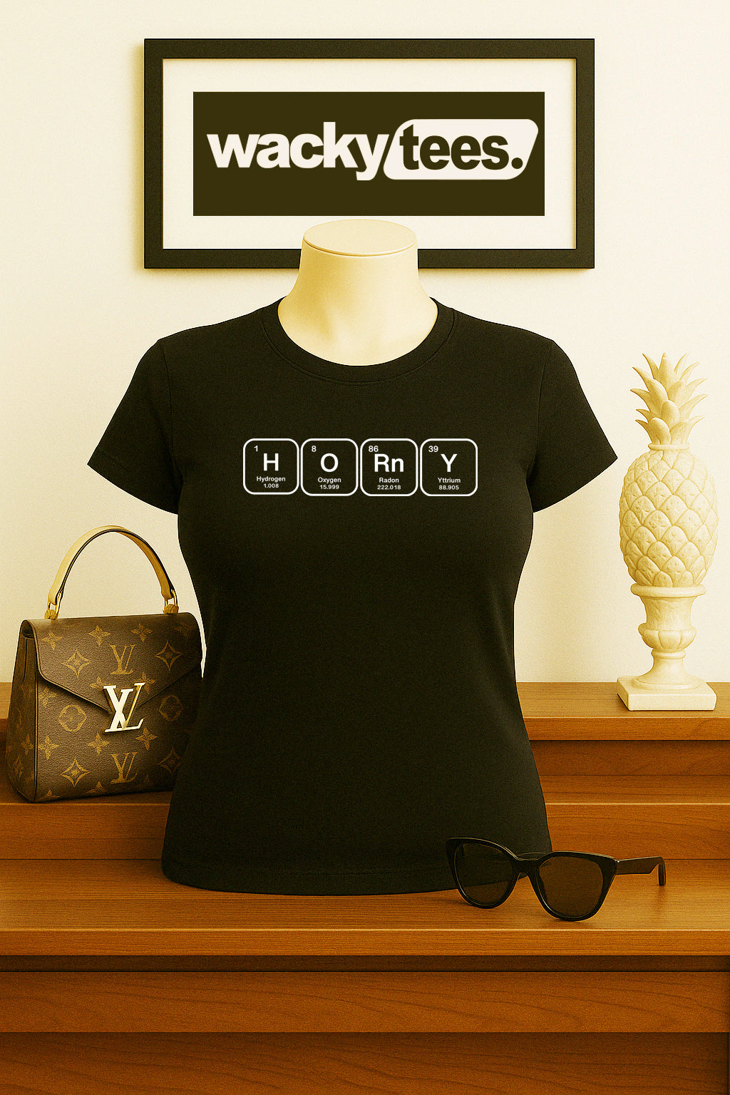 Periodic Table - Horny Science Lettering Funny Adult Humor Graphic Tee Shirt