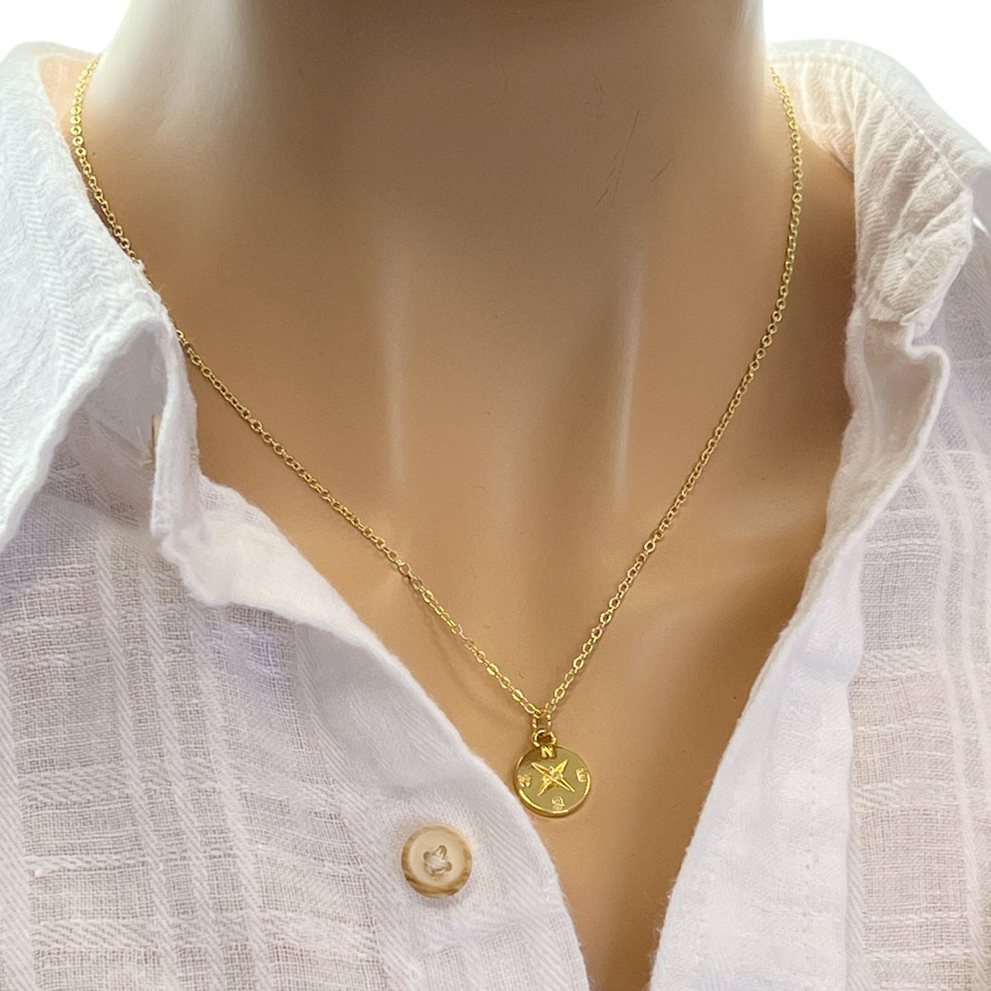 Dainty compass necklace