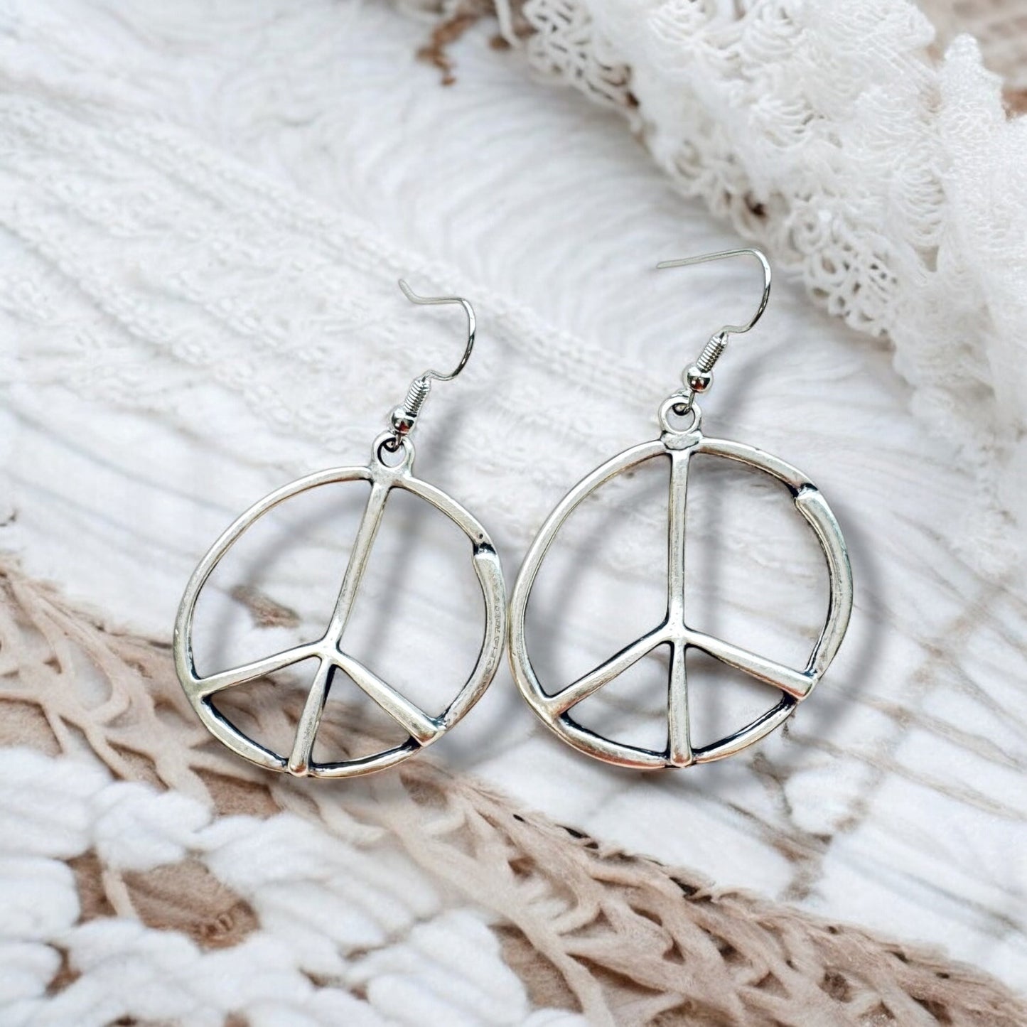Peace sign hoop earrings peace symbol charm