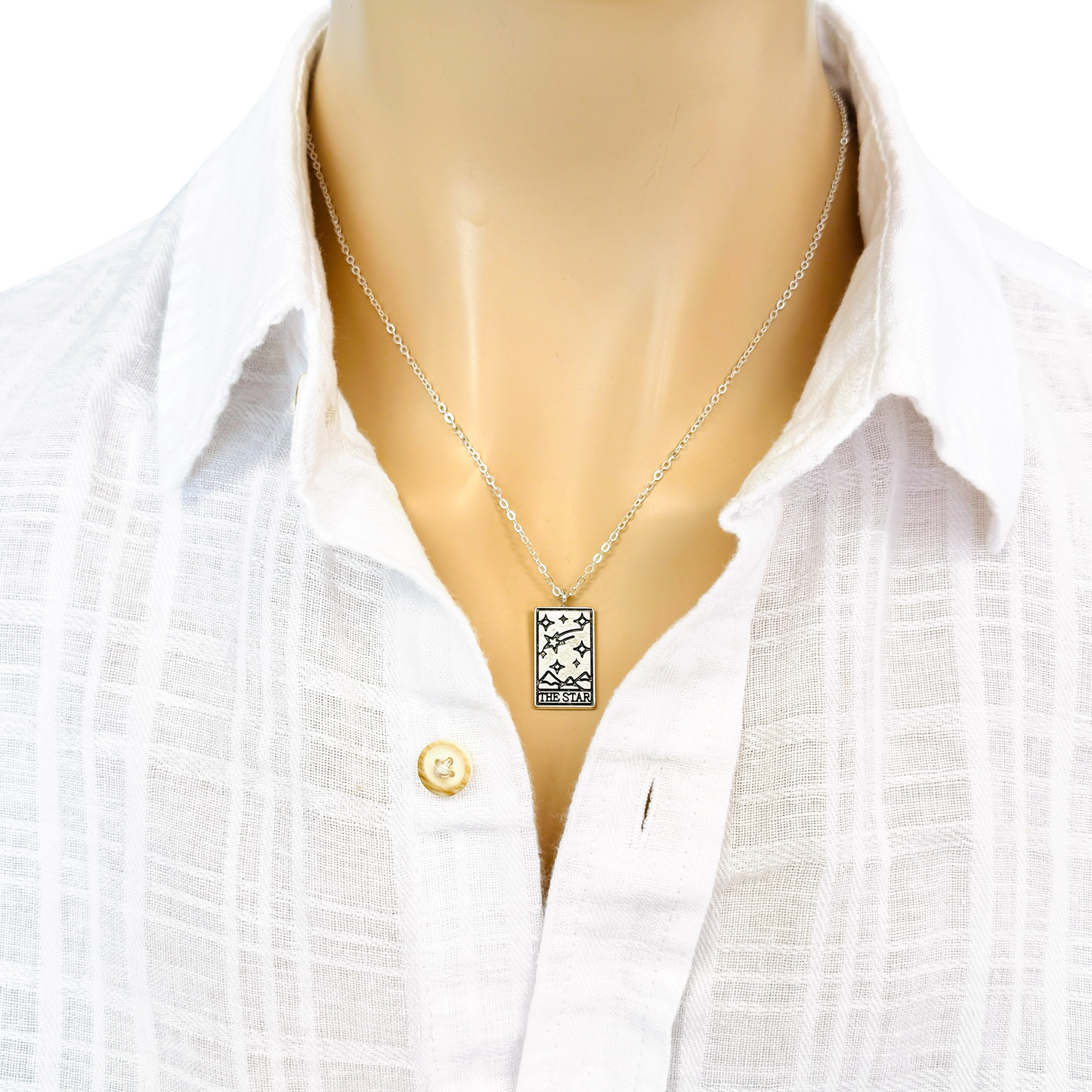 Tarot card necklace, sun, moon, star, fortune, silver magic jewelry