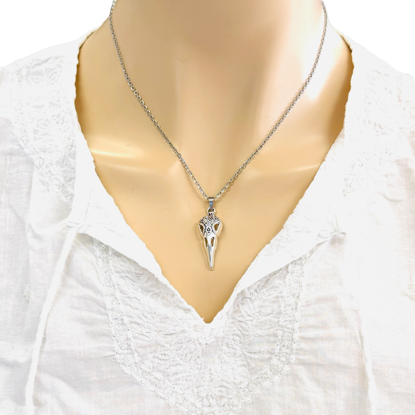 Bird skull necklace stainless steel