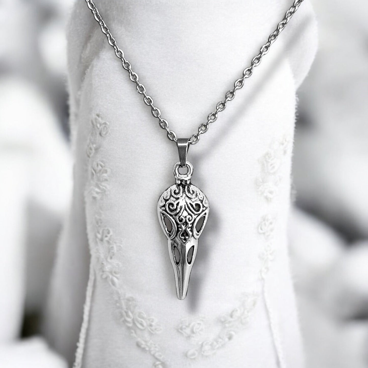 Bird skull necklace stainless steel