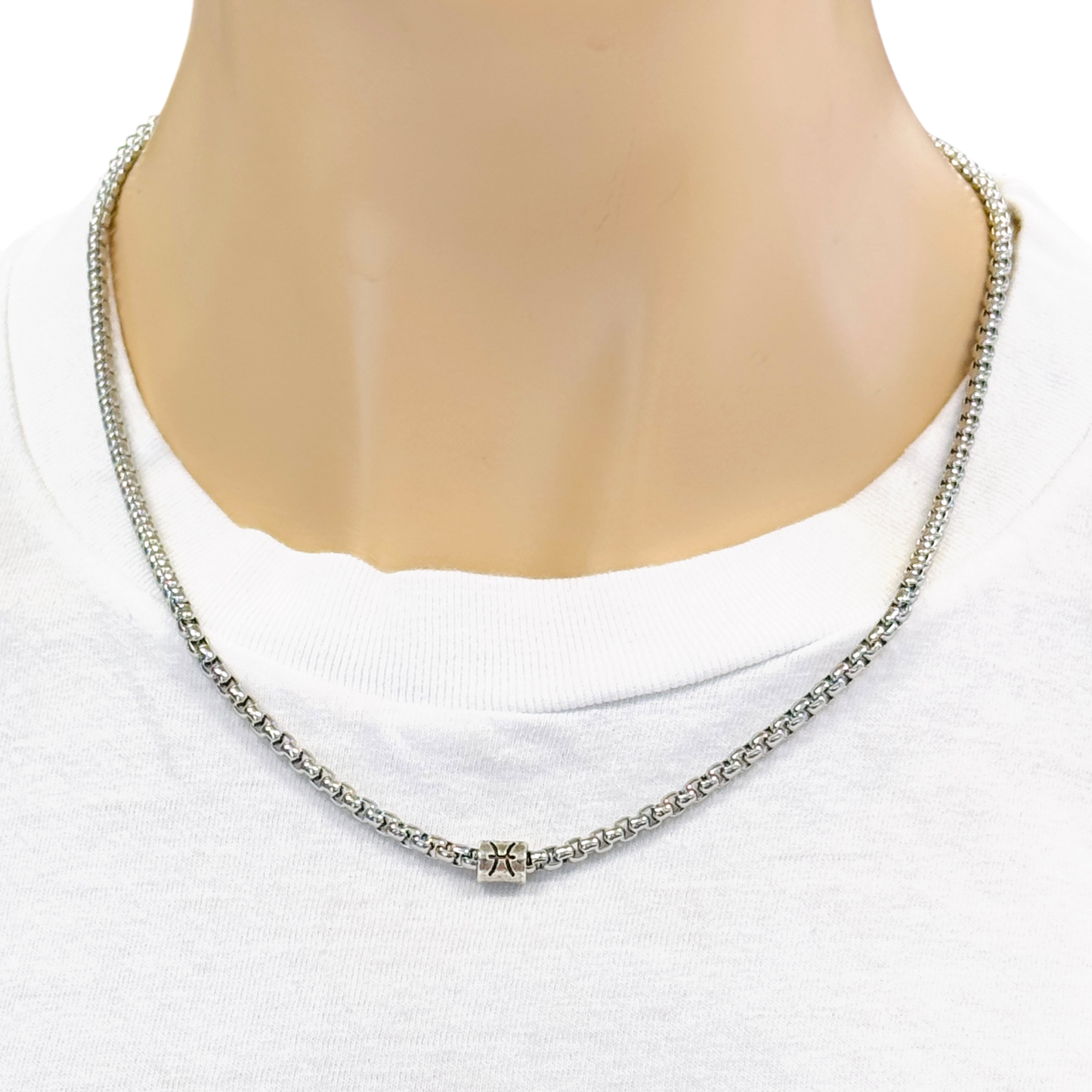 Horoscope stainless steel box chain zodiac necklace for men