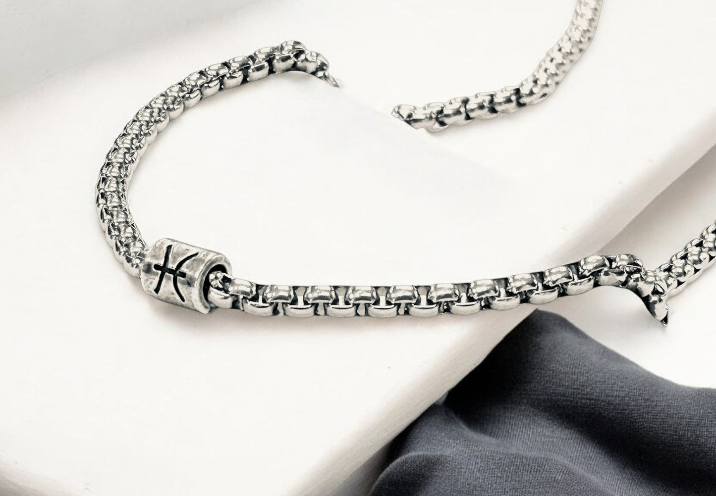 Horoscope stainless steel box chain zodiac necklace for men