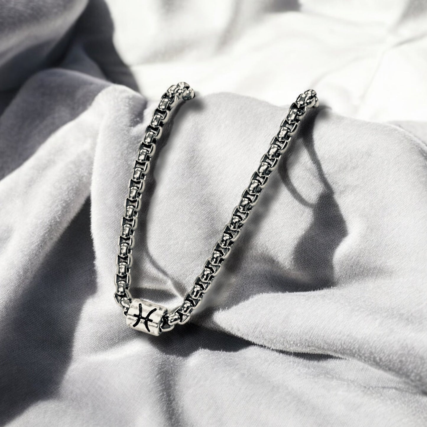 Horoscope stainless steel box chain zodiac necklace for men